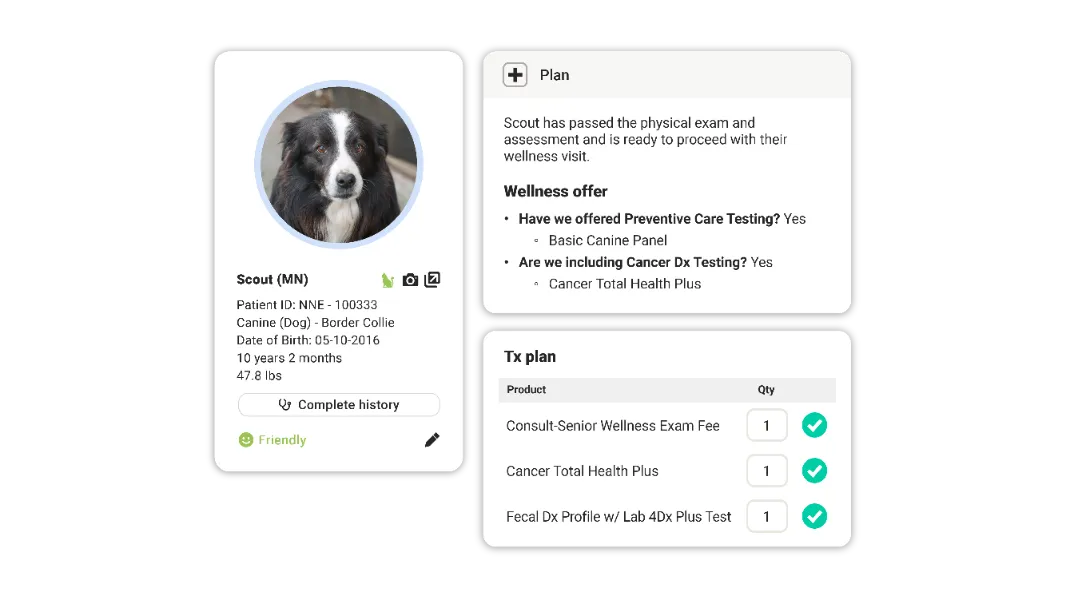 ezyVet AI-assisted notes UI