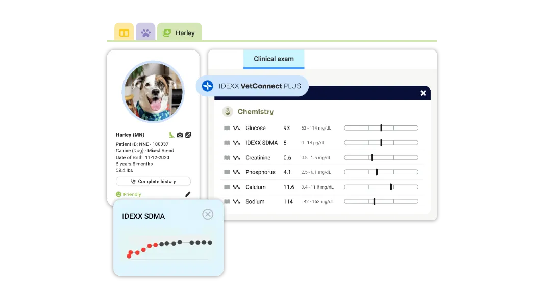 IDEXX diagnostics inside the ezyVet UI
