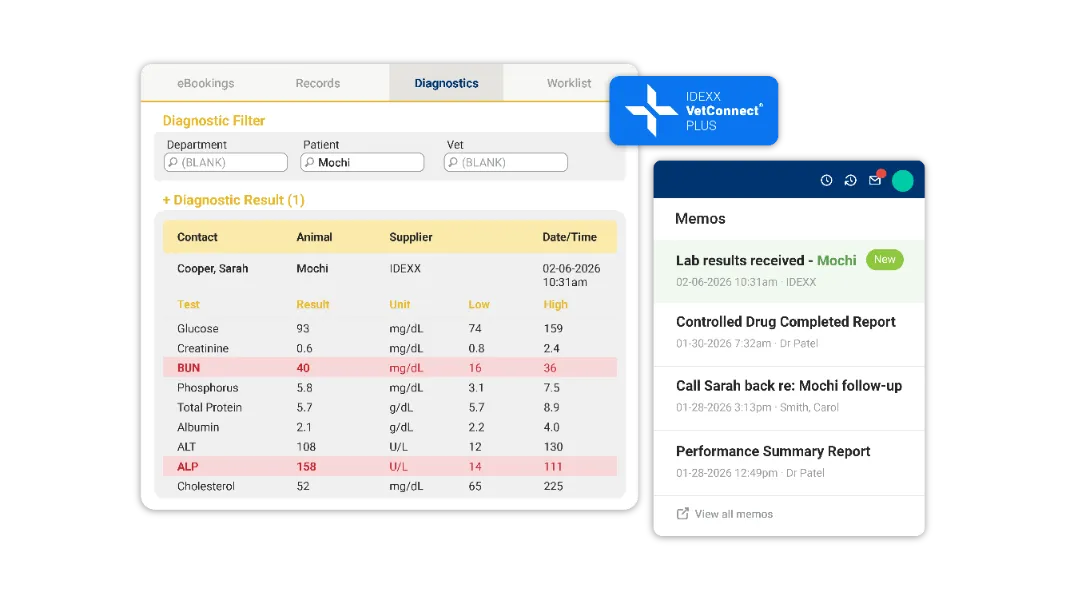 Veterinary team using IDEXX software on a tablet